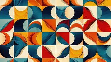 Geometric abstract seamless pattern with colorful rounded tiles endless ornament texture photo