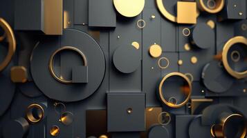 Tech geometric background with abstract golden and grey circles photo