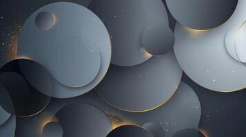Tech geometric background with abstract golden and grey circles photo
