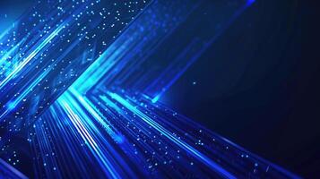 Blue abstract background with glowing arrow geometric lines. Modern shiny blue lines pattern photo