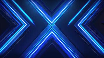 Blue abstract background with glowing arrow geometric lines. Modern shiny blue lines pattern photo