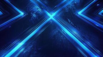 Blue abstract background with glowing arrow geometric lines. Modern shiny blue lines pattern photo