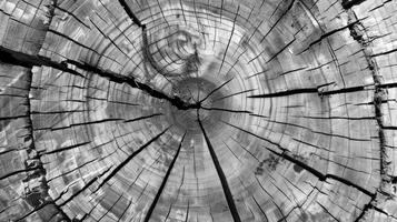 Warm gray cut wood texture. Detailed black and white texture of a felled tree trunk or stump photo