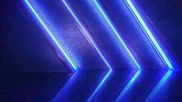 Blue abstract background with glowing arrow geometric lines. Modern shiny blue lines pattern photo