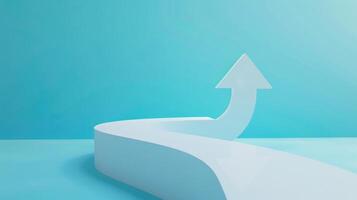 A white business direction arrow moves around an obstacle that is in its path. 3D Rendering photo