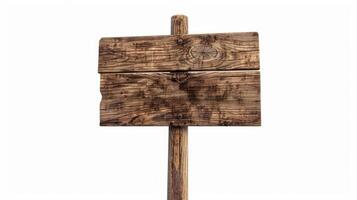 Brown wooden sign on a white background In the concept of the signpost and billboards with clipping path. photo