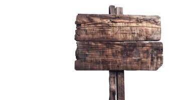 Brown wooden sign on a white background In the concept of the signpost and billboards with clipping path. photo