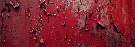 A red wall with peeling paint and paint photo