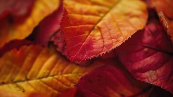 close up of autumn leaves. Multicolored fall leaves. Colorful autumn leaves. Macro leaf texture photo
