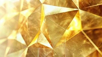 golden geometric background with texture and light effects photo