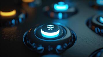 on off toggle switch turned on. Business startup concept. 3D Rendering photo