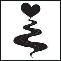 Heart Path Silhouette, Love Journey Clipart vector
