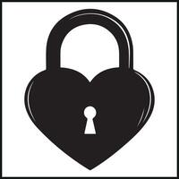 Black Heart Lock Outline, Love and Security vector