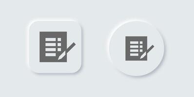 Record solid icon in neomorphic design style. Report signs illustration. vector