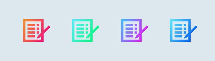 Record line icon in gradient colors. Report signs illustration. vector