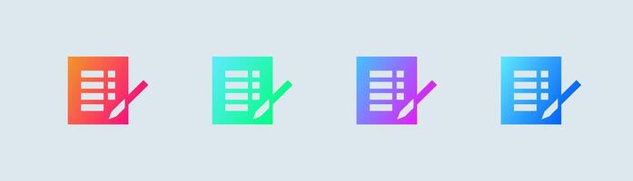 Record solid icon in gradient colors. Report signs illustration. vector