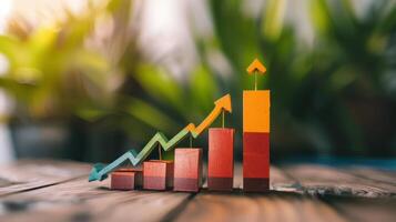 Business Growth Concept Background with Rising Graphs and Success Indicators photo