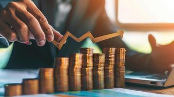 Business Growth Concept Background with Rising Graphs and Success Indicators photo
