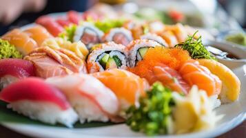 Japanese food Sushi Set - Different Types of Nigiri Sushi photo