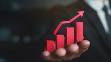 Business Growth Concept Background with Rising Graphs and Success Indicators photo