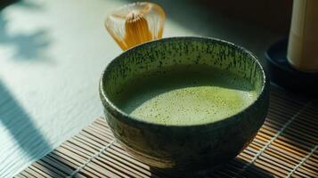 Matcha green tea, Japanese tea ceremony, close-up. photo