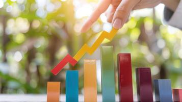 Business Growth Concept Background with Rising Graphs and Success Indicators photo