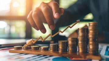 Business Growth Concept Background with Rising Graphs and Success Indicators photo