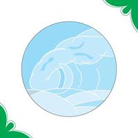Wave. Natural strong disaster with fog and tsunami waves from ocean ,Earthquake tsunami wave vector