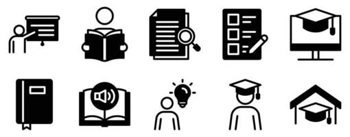 learn icon line style set collection vector