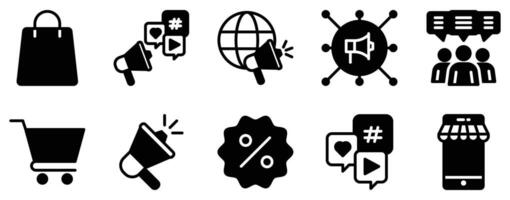 Web Marketing Icon Set Dynamic Solid Style Collection for Digital Promotions vector