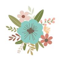 branch with flowers and leaves isolated on white background vector