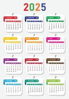 Wall Calendar 2025 template design, Office Calendar 2025, template for annual calendar 2025, Calendar Design Template Royalty-Free Photos and Stock vector