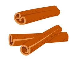 Cinnamon sticks isolated on white background in flat style vector