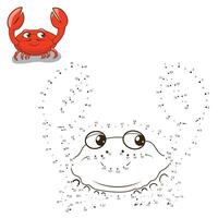 Connect the dots to draw game crab illustration vector