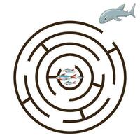 Game labyrinth find a way shark illustration vector