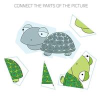 Puzzle game for chldren turtle cartoon doodle hand drawn illustration vector