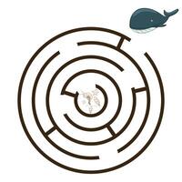 Game labyrinth find a way whale illustration vector
