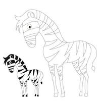 Connect the dots game zebra cartoon doodle hand drawn illustration vector