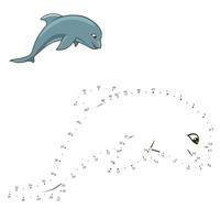 Connect the dots to draw game dolphin illustration vector