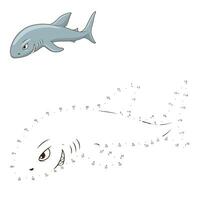 Connect the dots to draw game shark illustration vector