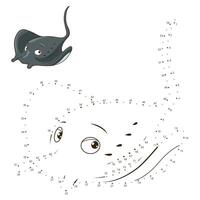 Connect the dots to draw game stingray illustration vector