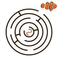 Game labyrinth find a way clownfish illustration vector
