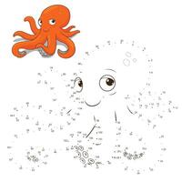 Connect the dots to draw game octopus illustration vector