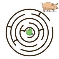 Game labyrinth find a way pig cartoon colorful illustration vector