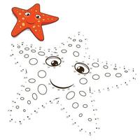 Connect the dots to draw game starfish illustration vector