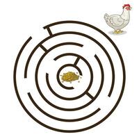 Game labyrinth find a way hen chicken cartoon colorful illustration vector
