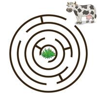 Game labyrinth find a way cow cartoon colorful illustration vector