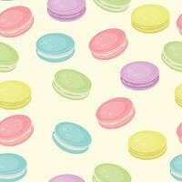Macarons pattern. Pattern of colorful macarons in pastel shades on a light background for confectionery designs. vector