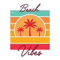 Beach Vibes Palm Trees with Retro Sunset Stripes vector