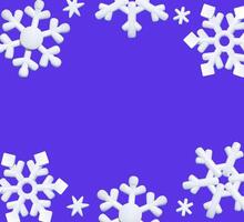 3D White Snowflake Frame on Blue Background vector